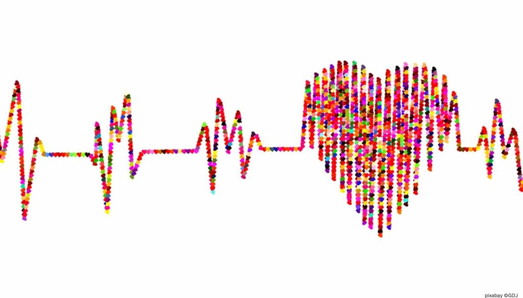 grafische Darstellung vom Ergebnis eines EKGs mit einem Herz