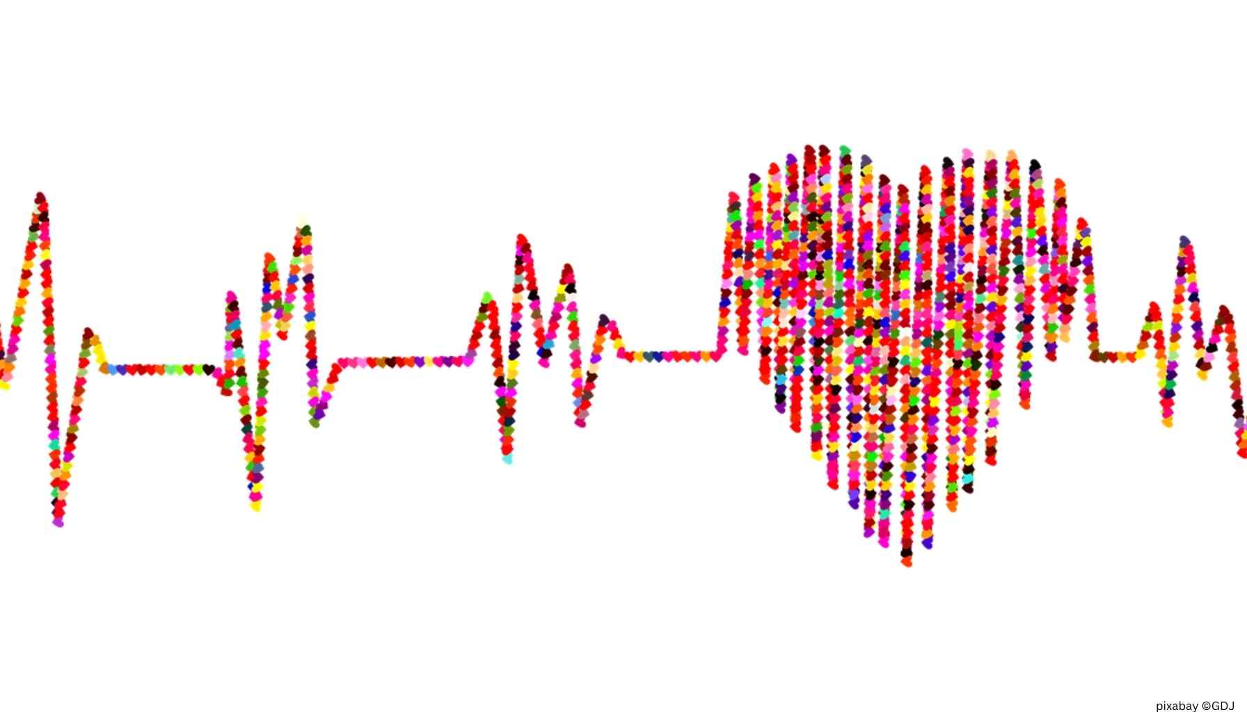 grafische Darstellung vom Ergebnis eines EKGs mit einem Herz