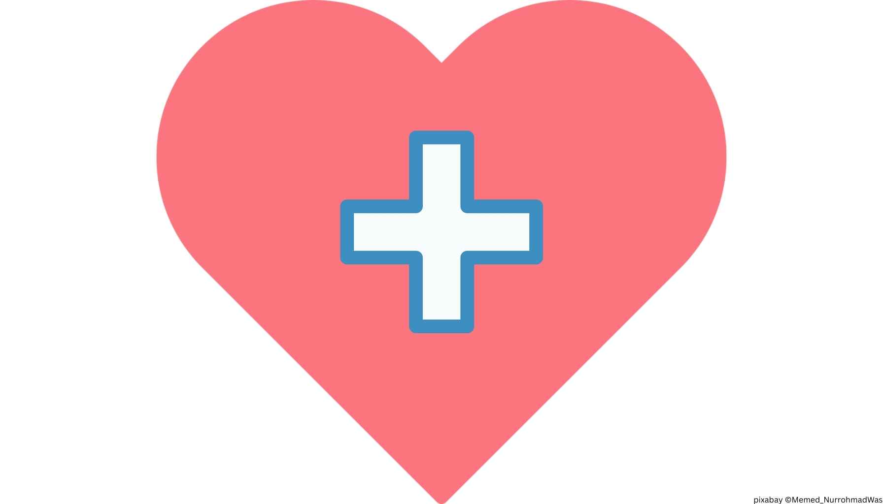 rotes Herz als Symbol für eine gesundes Herz mit einem Kreuz in der Mitte